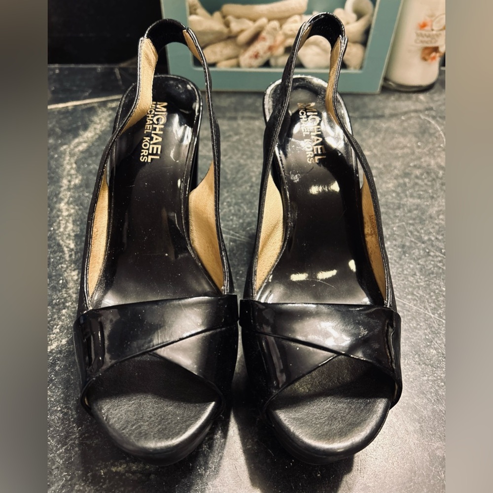Michael Kors black stacked high heels!
